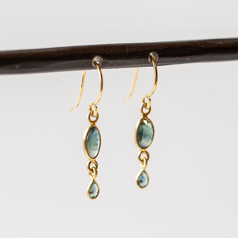 Small Sapphire Double Drop Earrings