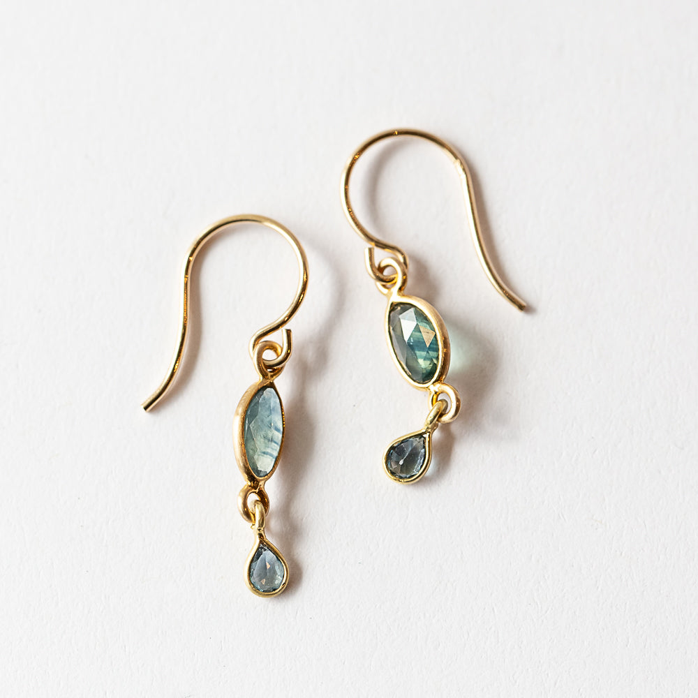 Small Sapphire Double Drop Earrings