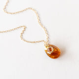 Teardrop Orange Tourmaline Necklace with Round Pink Sapphire Dangle