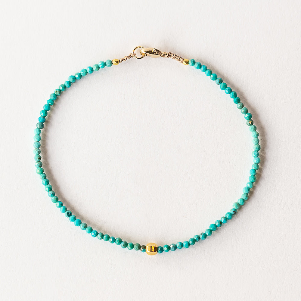 Turquoise Beaded Bracelet with Faceted Gold Bead