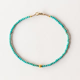 Turquoise Beaded Bracelet with Faceted Gold Bead