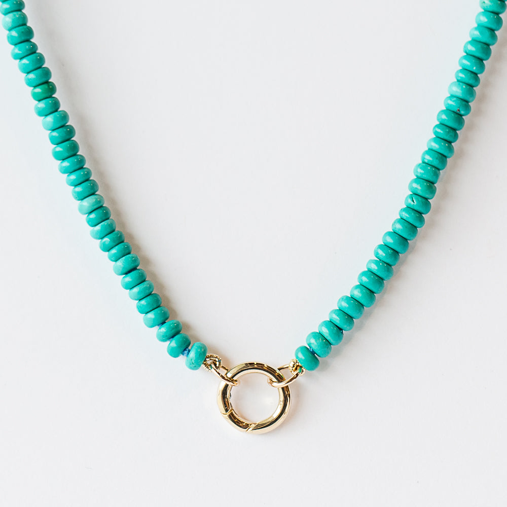 Zoe Chicco | Adjustable Length Turquoise Beaded Necklace with Round Charm Enhancer