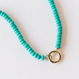 Zoe Chicco | Turquoise Beaded Necklace with Round Charm Enhancer