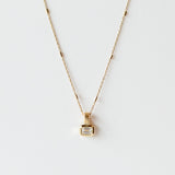 Zoe Chicco | Bezel Set Emerald Cut Diamond on Tiny Bar Cable Chain Necklace