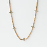 Zoe Chicco | Box Chain Necklace with Five Quad-Diamond Stations