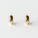 Zoe Chicco | Chubby Hoops with Bezel Set Marquise Emeralds