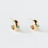 Zoe Chicco | Chubby Hoops with Bezel Set Marquise Emeralds