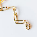 Zoe Chicco | Large Paperclip Chain Bracelet with Pave Diamond Lobster Clasp