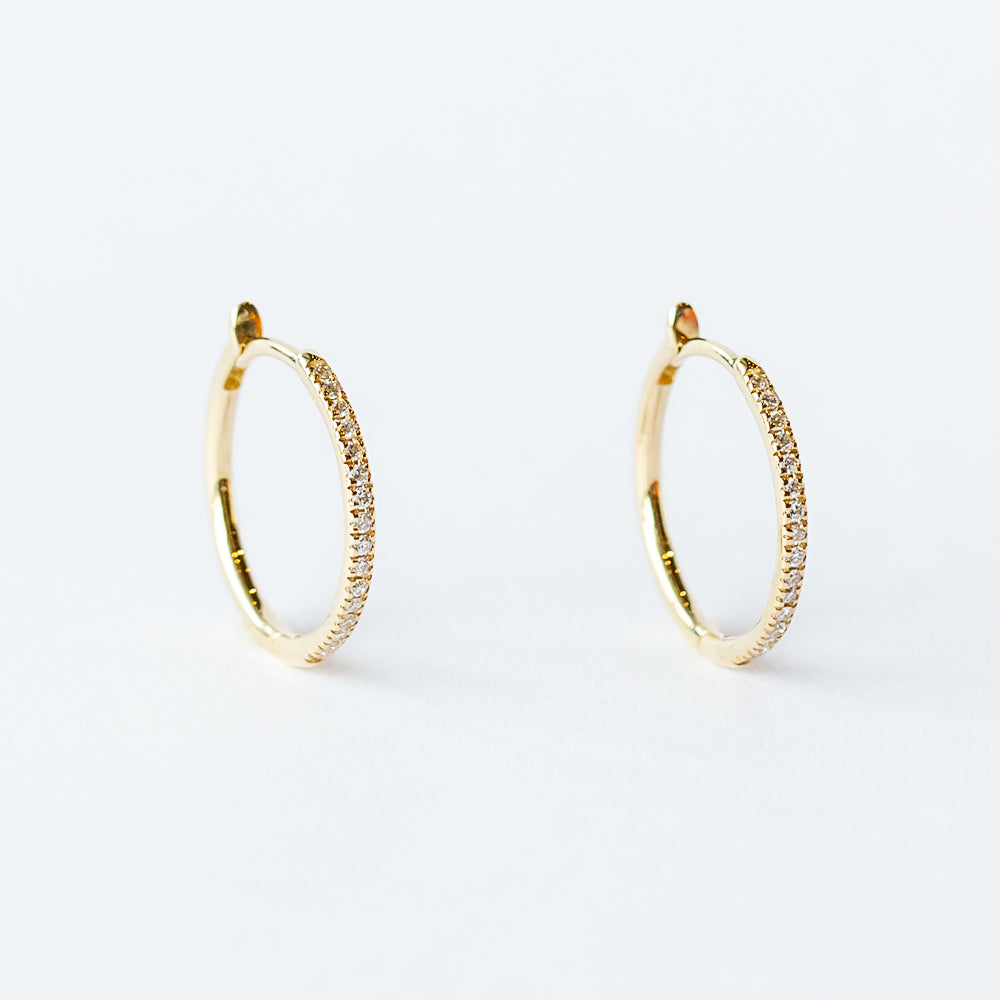 Zoe Chicco | Large Pave Diamond Hinged Huggie Hoop Earrings
