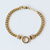 Zoe Chicco | Medium Curb Chain Bracelet with Pave Diamonds and Round Charm Enhancer