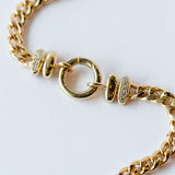 Zoe Chicco | Medium Curb Chain Bracelet with Pave Diamonds and Round Charm Enhancer