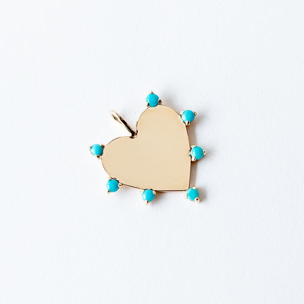 Zoe Chicco | Medium Heart Charm with Prong-Set Turquoise