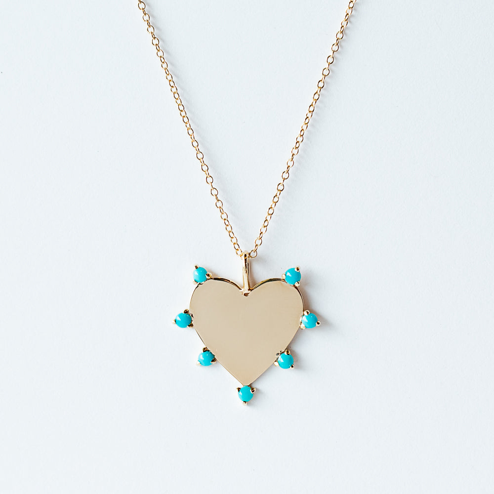 Zoe Chicco | Medium Heart Charm with Prong-Set Turquoise