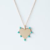 Zoe Chicco | Medium Heart Charm with Prong-Set Turquoise