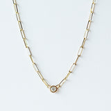 Zoe Chicco | Paperclip Chain Necklace with Floating Diamond