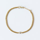 Zoe Chicco | Small Curb Chain Bracelet with Floating Diamond