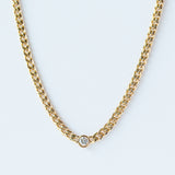 Zoe Chicco | Small Curb Chain Necklace with Floating Diamond