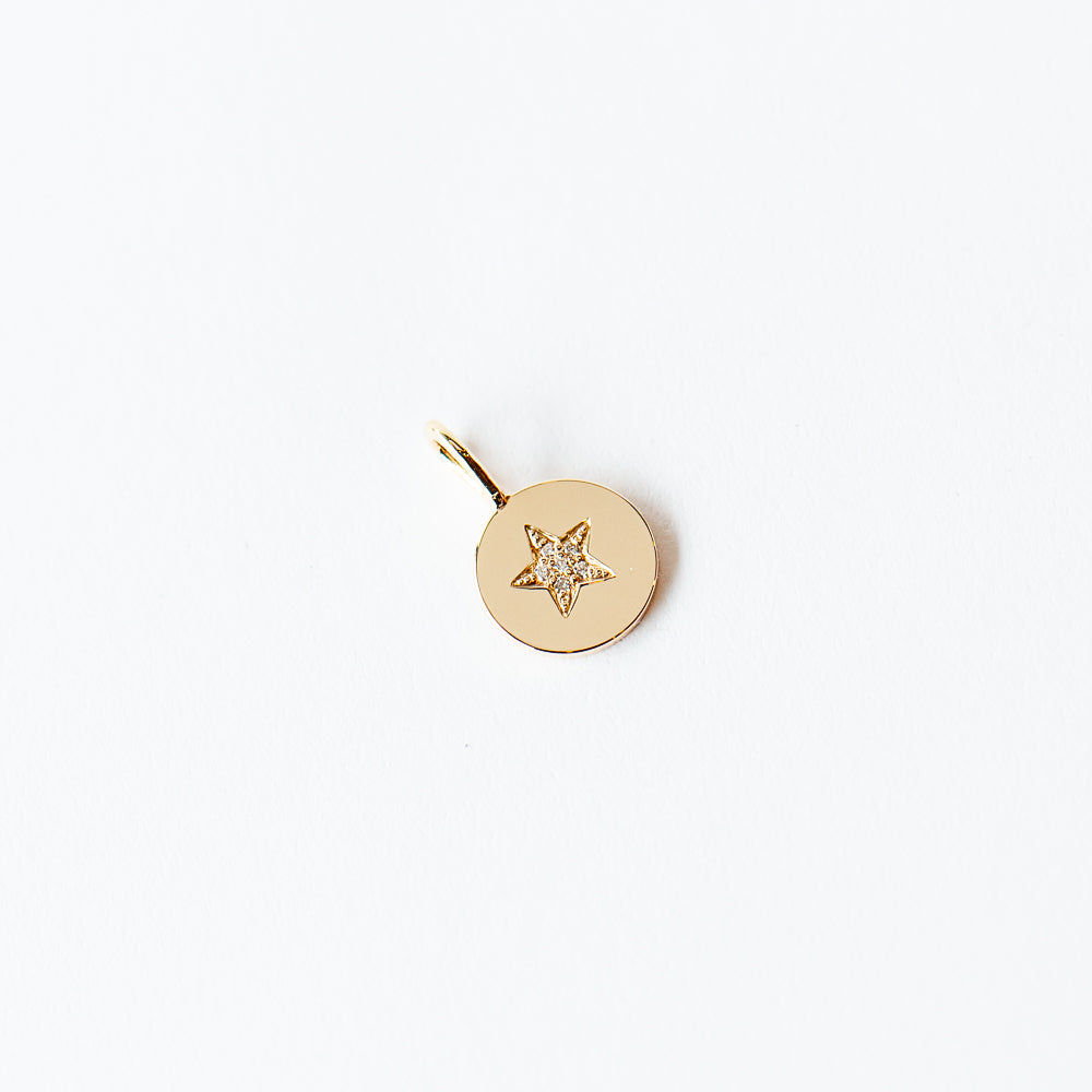 Zoe Chicco | Small Disc Charm with Pave Diamond Star