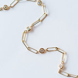 Zoe Chicco | Small Paperclip Chain Bracelet with Five Floating Diamonds