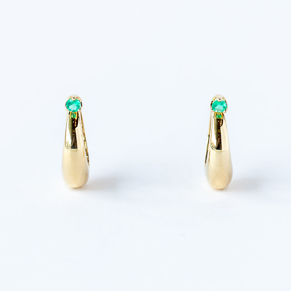 Zoe Chicco | Tapered Hoop Earrings with Emeralds
