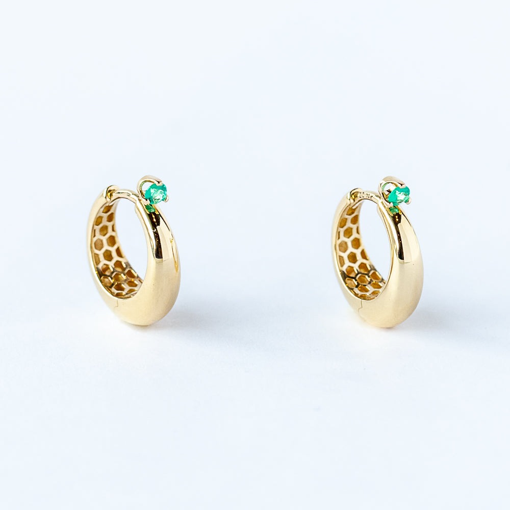 Zoe Chicco | Tapered Hoop Earrings with Emeralds