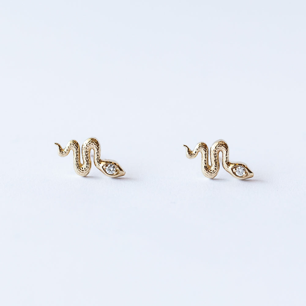 Diamond Head Snake Stud Earrings