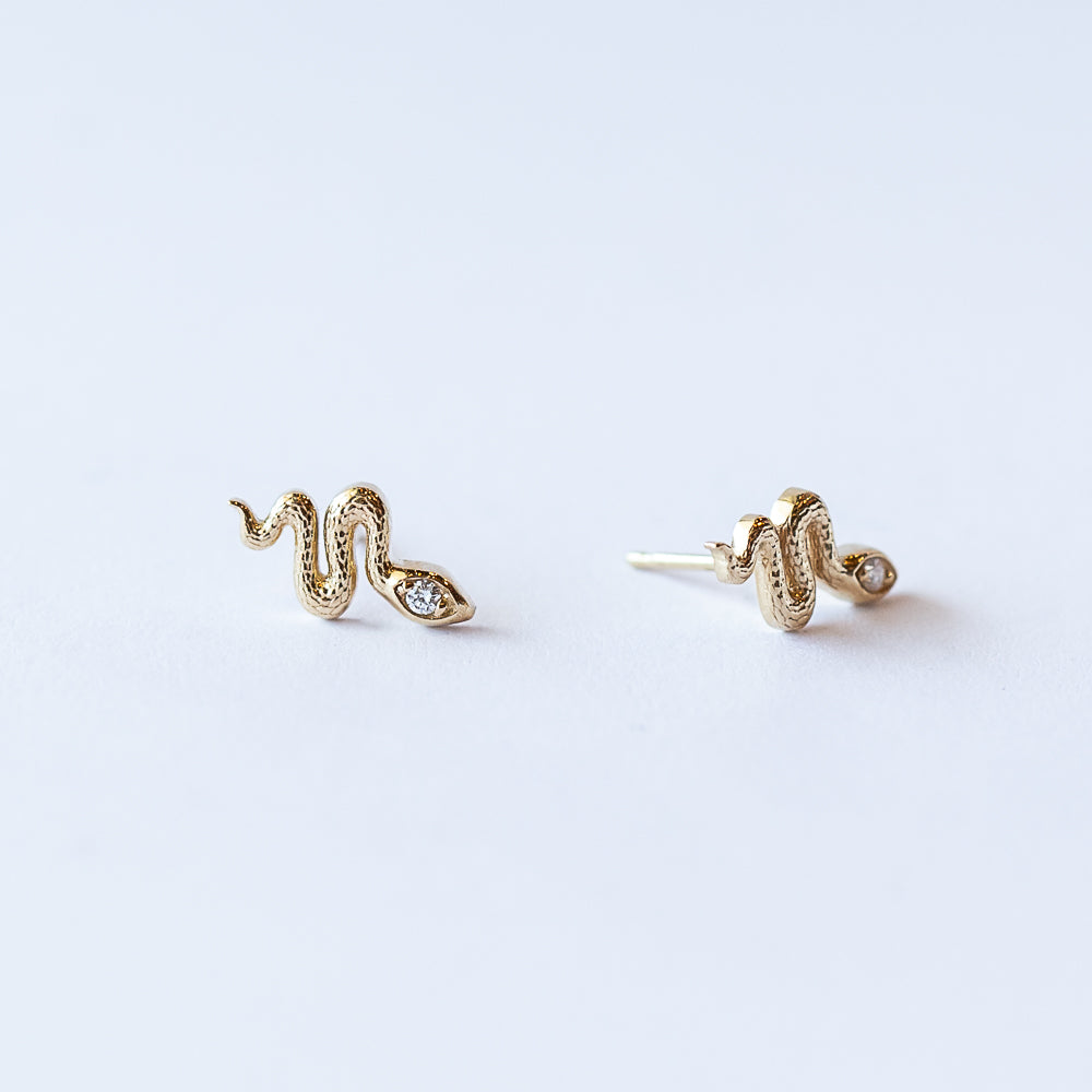 Diamond Head Snake Stud Earrings