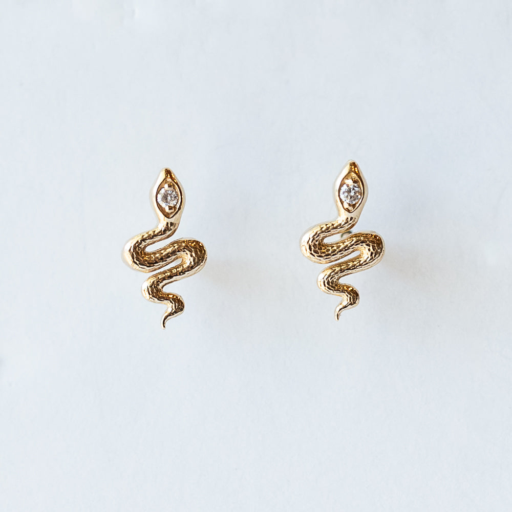Diamond Head Snake Stud Earrings