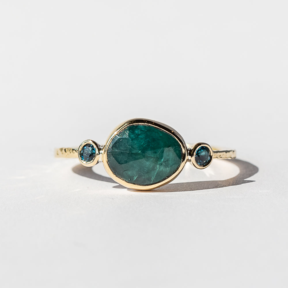 Grandidierite and London Blue Topaz Ring