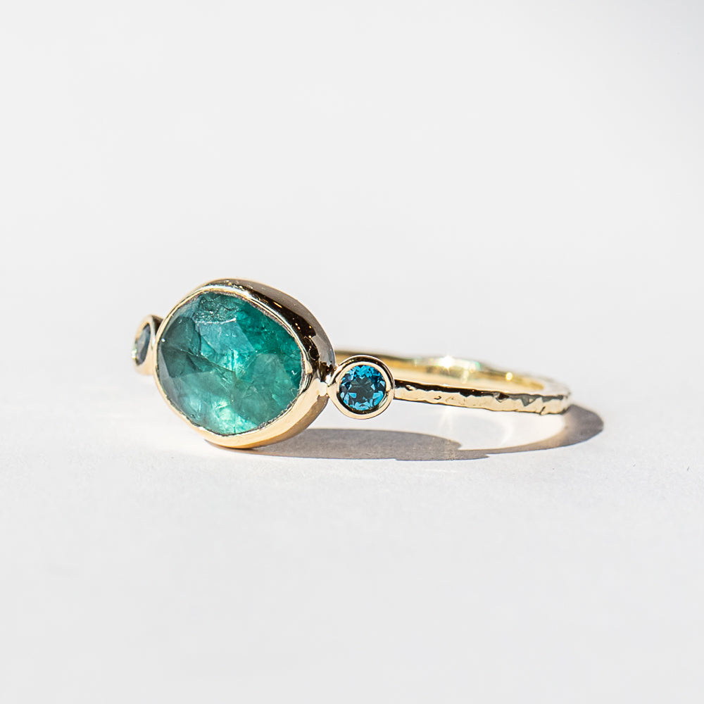 Grandidierite and London Blue Topaz Ring