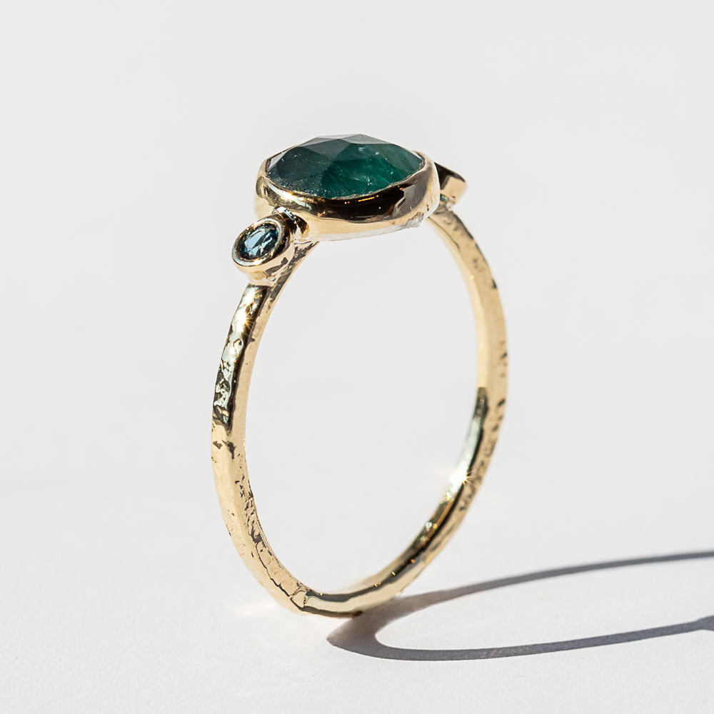 Grandidierite and London Blue Topaz Ring