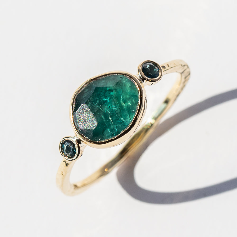 Grandidierite and London Blue Topaz Ring