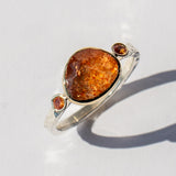 Indian Sunstone and Sapphire Ring