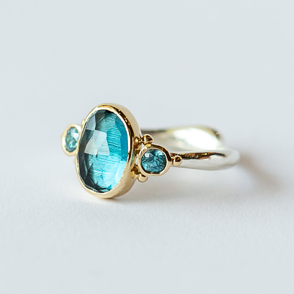 London Blue Topaz and Blue Zircon Ring