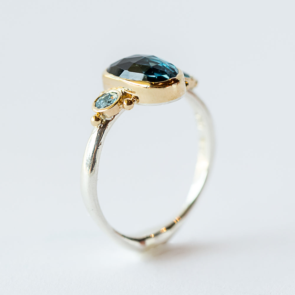 London Blue Topaz and Blue Zircon Ring