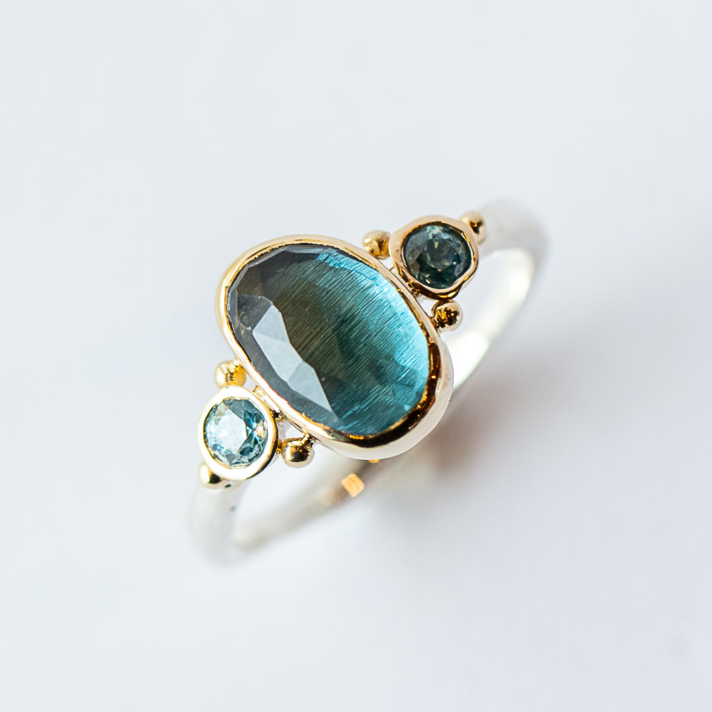 London Blue Topaz and Blue Zircon Ring