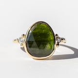 Moss Green Tourmaline and Diamond Ring