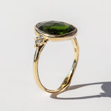 Moss Green Tourmaline and Diamond Ring