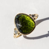 Moss Green Tourmaline and Diamond Ring