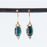 Teal Kyanite and Diamond Drop Earrings
