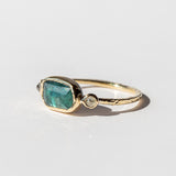 Teal Tourmaline and Salt and Pepper Diamond Ring