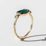 Teal Tourmaline and Salt and Pepper Diamond Ring