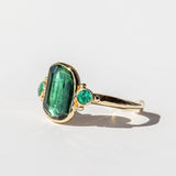 Teal Tourmaline and Emerald Ring