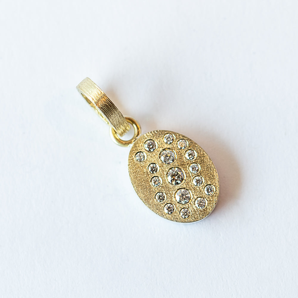 Aria Small Gold Oval Diamond Pendant