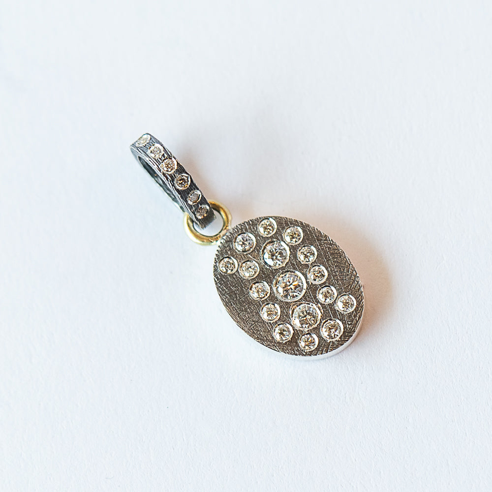 Aria Small Silver Oval Diamond Necklace