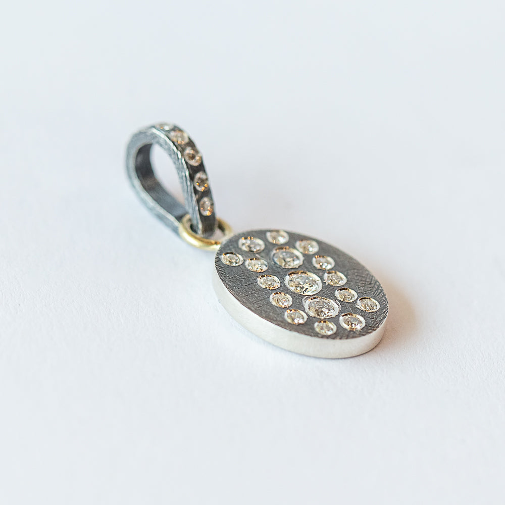 Aria Small Silver Oval Diamond Necklace