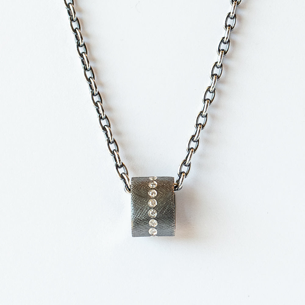 Silver and Diamond Rondelle Pendant