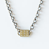 Shayna Square Silver, Gold and Diamond Necklace