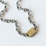 Shayna Square Silver, Gold and Diamond Necklace
