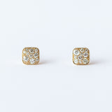 Mini Square Cobblestone Diamond Stud Earrings